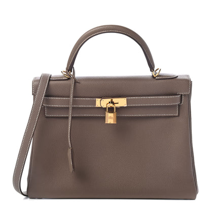 Hermes Togo Kelly Retourne 32 Etoupe 1 of 11