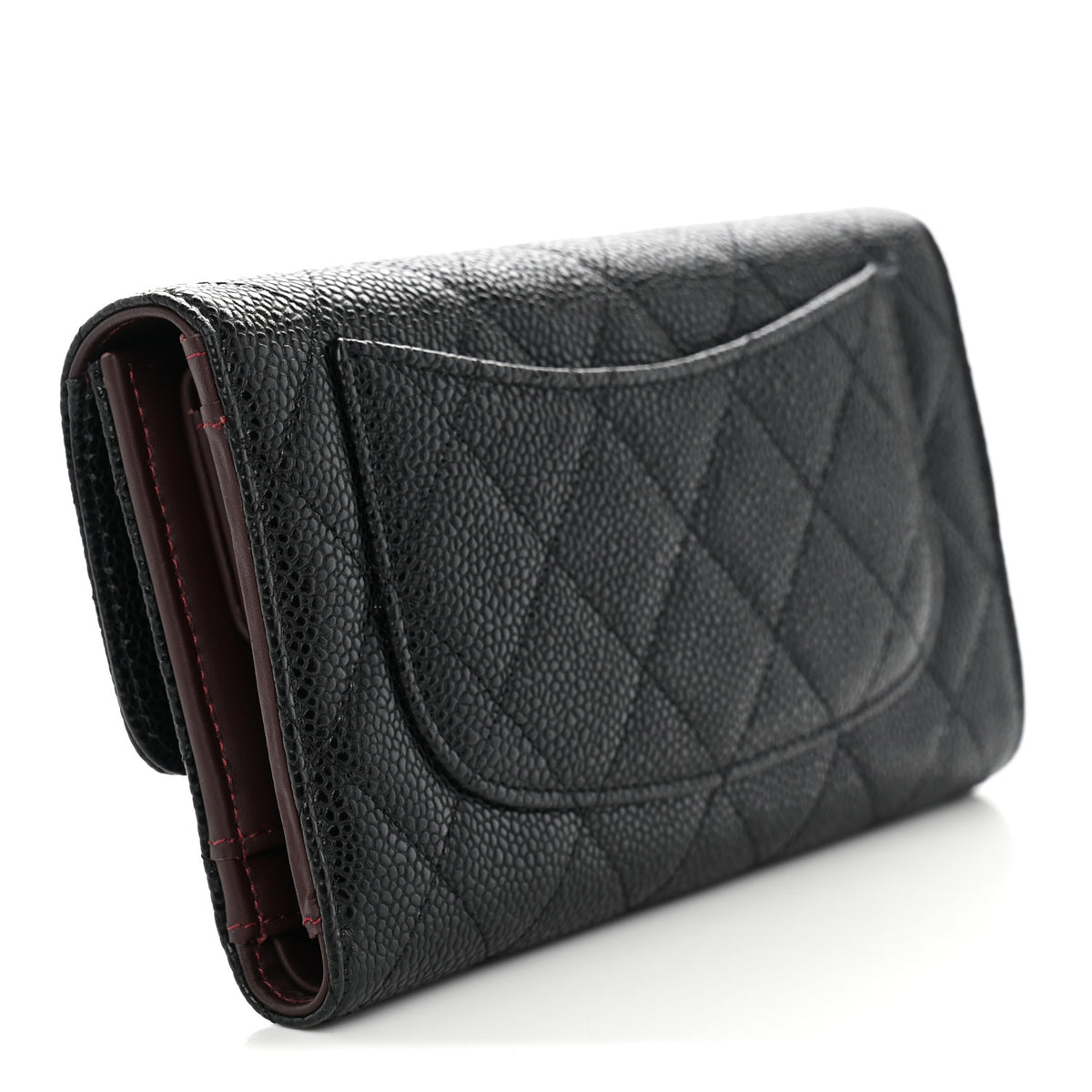 Caviar Quilted Large Flap Wallet Black