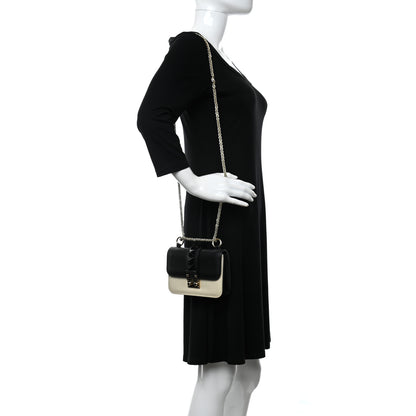 Valentino Garavani Vitello Mini Glam Lock Rockstud Flap Black Light Ivory 1 of 12