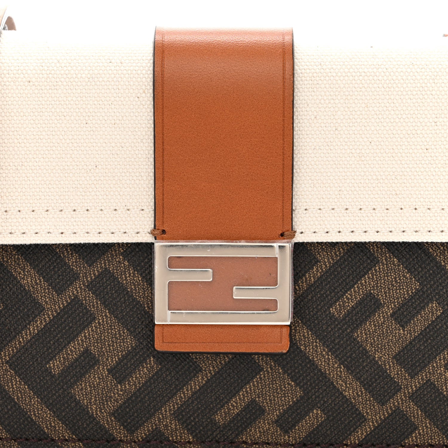 Fendi Glazed Fabric Cotton Vitello King Aura FF 1974 Baguette Belt Pouch Tobacco Moro Grezzo Cuoio 8 of 10