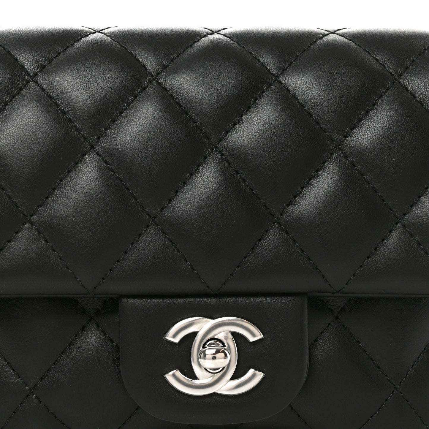 Calfskin Quilted CC Uniform Flap Belt Bag Black
