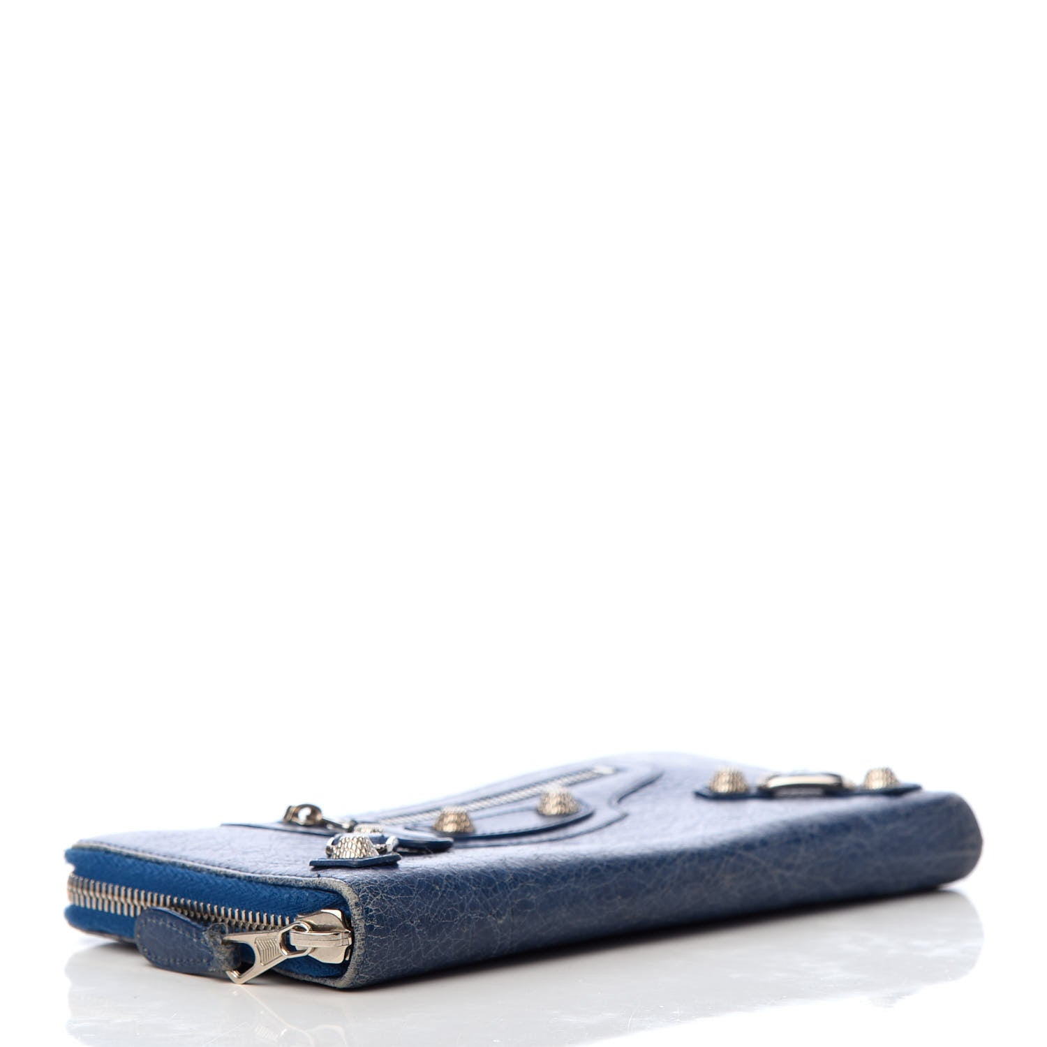 Balenciaga Agneau Giant 12 Silver Hardware Continental Zip Around Wallet Bleu Cobalt 4 of 11