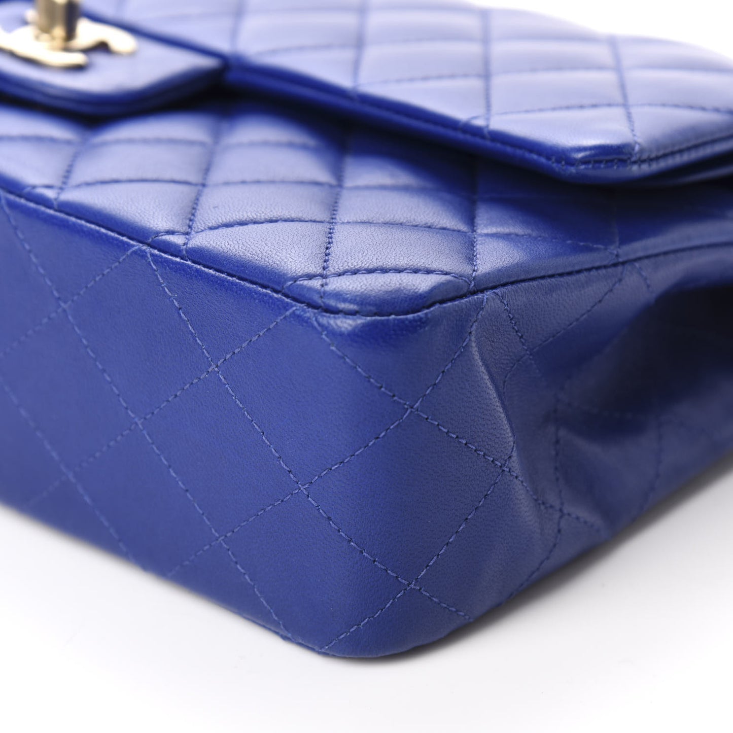 Lambskin Quilted Medium Double Flap Blue