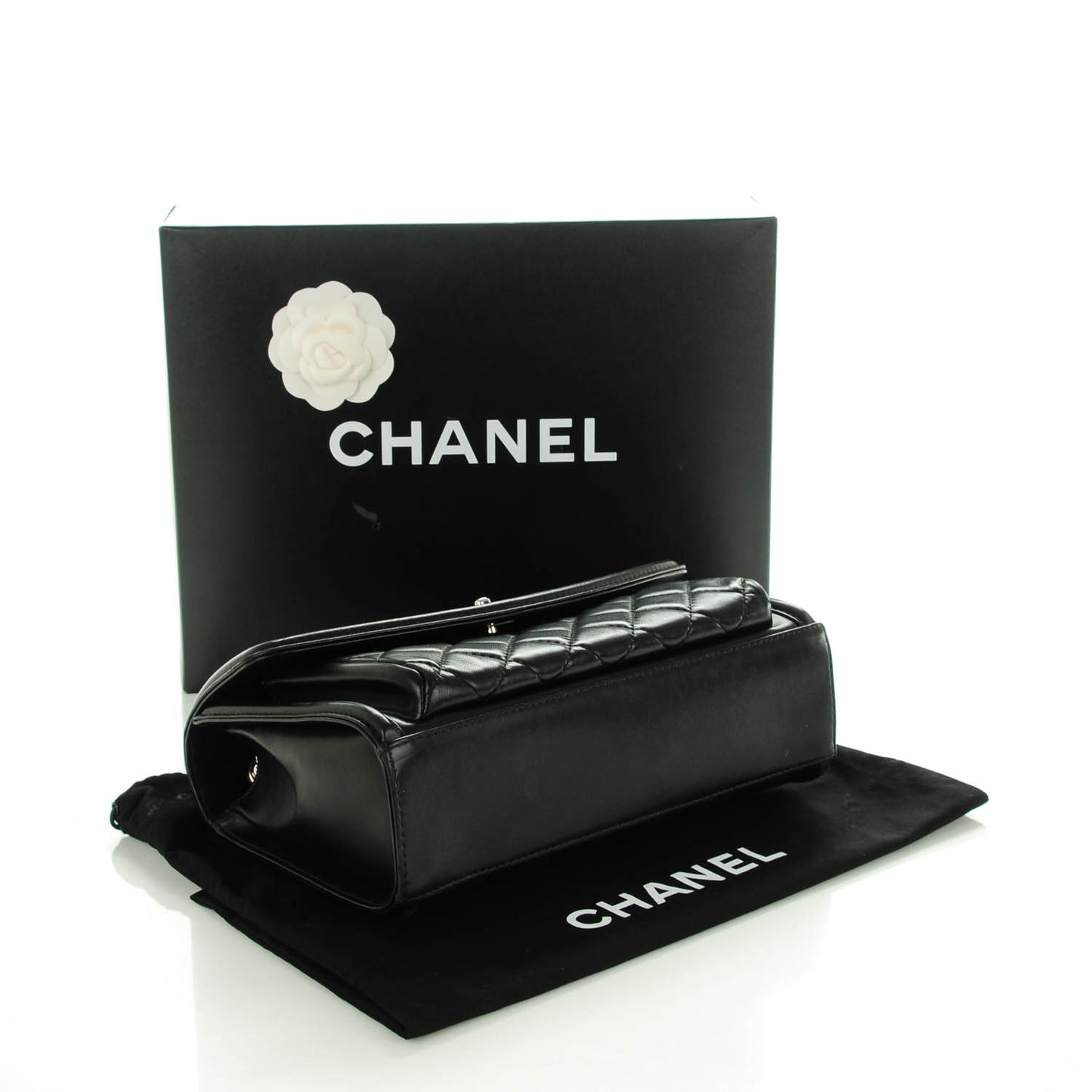 Lambskin Quilted Large Geometric Flap Black
