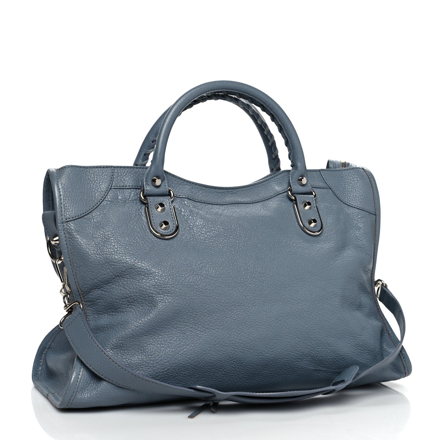 Chevre Silver Metallic Edge Hardware City Bleu Acier