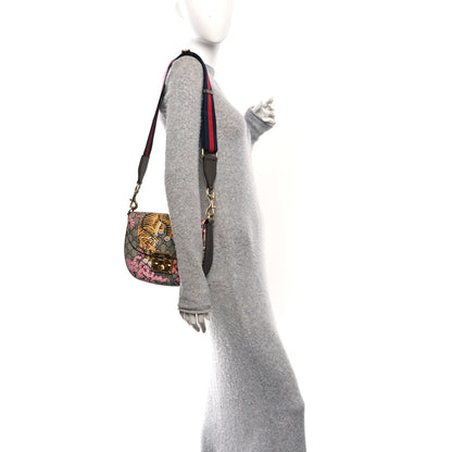 Gucci GG Supreme Monogram Bengal Web Medium Padlock Messenger Shoulder Bag Beige Pink 2 of 14