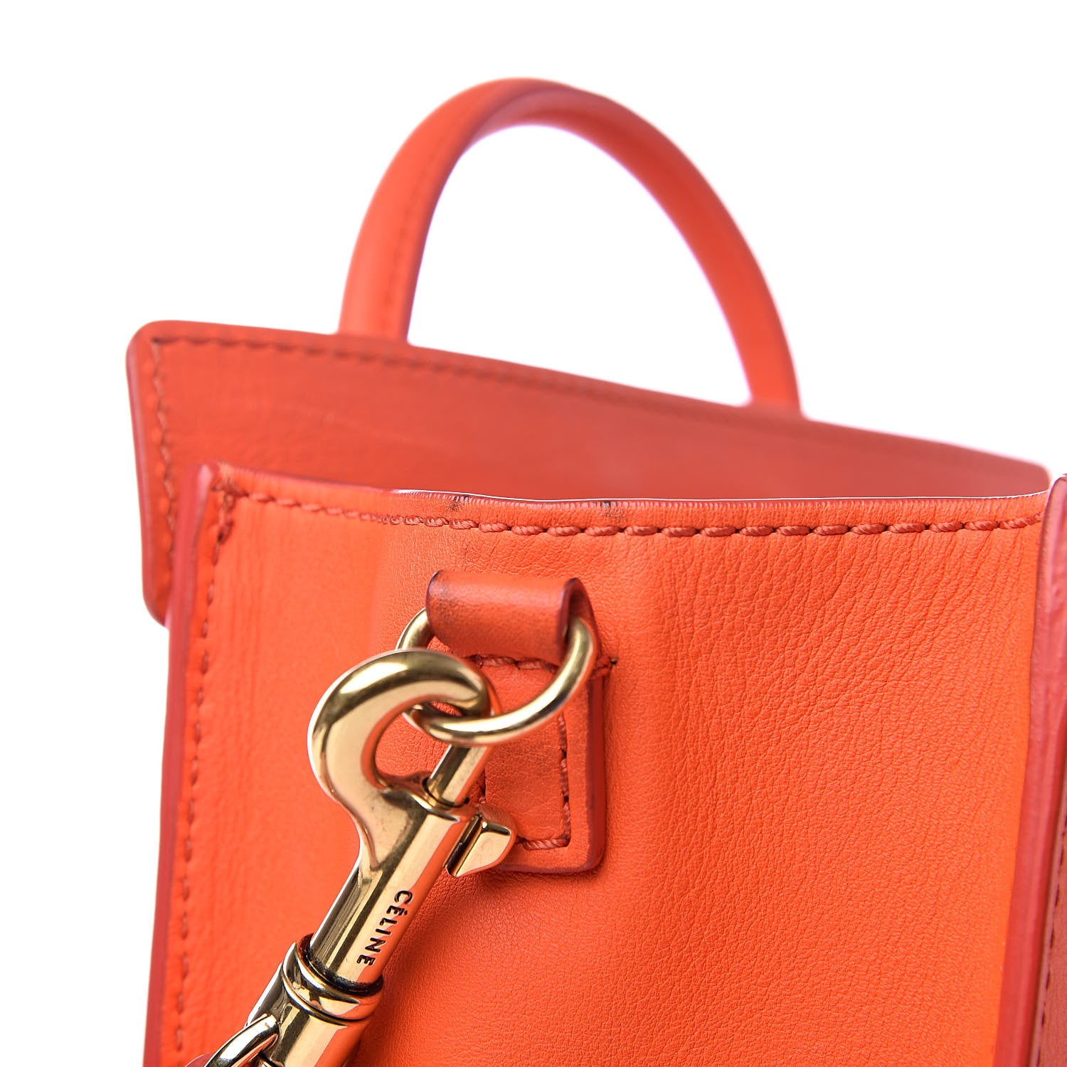 Celine Smooth Calfskin Nano Luggage Fluo Orange 12 of 18