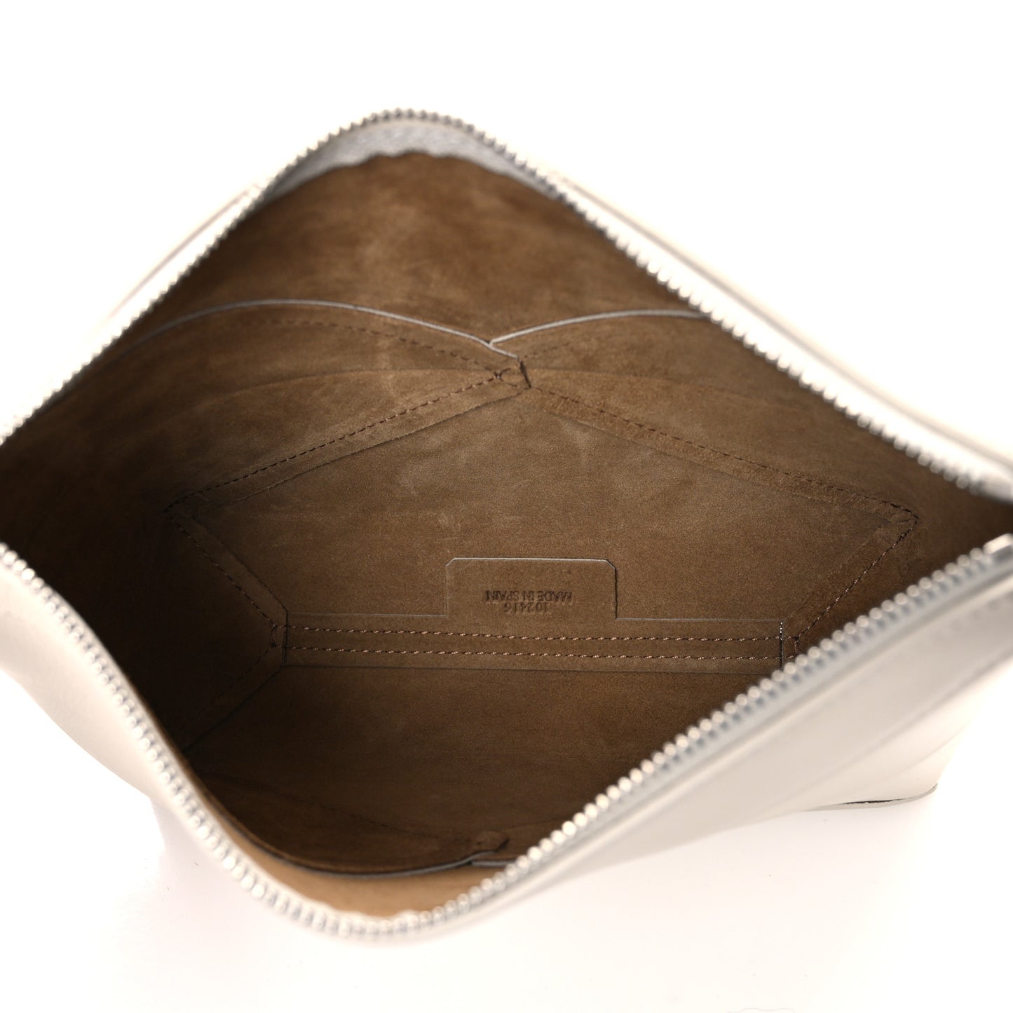 Shiny Calfskin Puzzle Fold Pouch Sea Salt