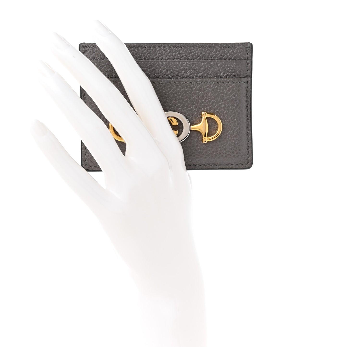Grainy Calfskin Zumi Card Holder Dusty Grey