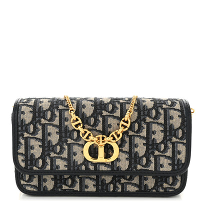 Christian Dior Oblique Calfskin Small Miss Caro Pouch With Chain Blue 1 of 11