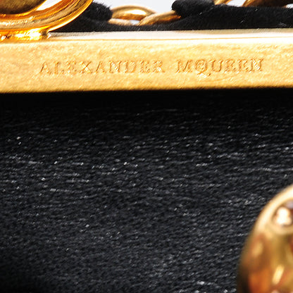 Alexander McQueen Kidskin Suede Chain Twin Skull Box Clutch Black 7 of 8