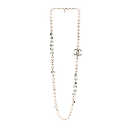 Chanel Pearl Crystal Long CC Logo Necklace Gold 3 of 5