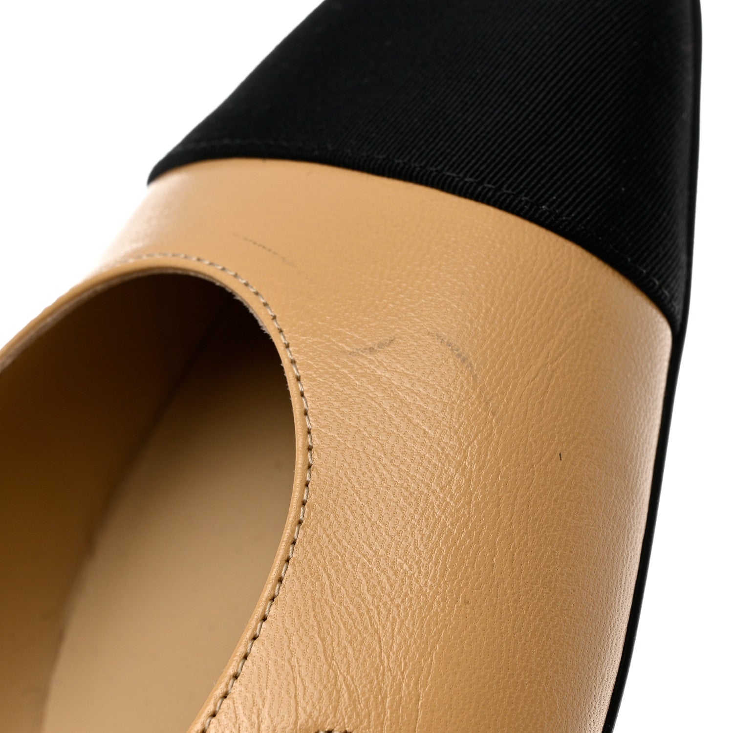 Chanel Lambskin Grosgrain Cap Toe CC Slingback Sandals 40 Beige Black 9 of 10