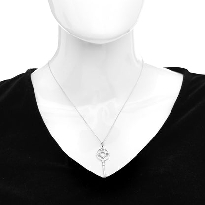 Tiffany 18K White Gold Diamond Atlas Key Pendant Necklace 2 of 4
