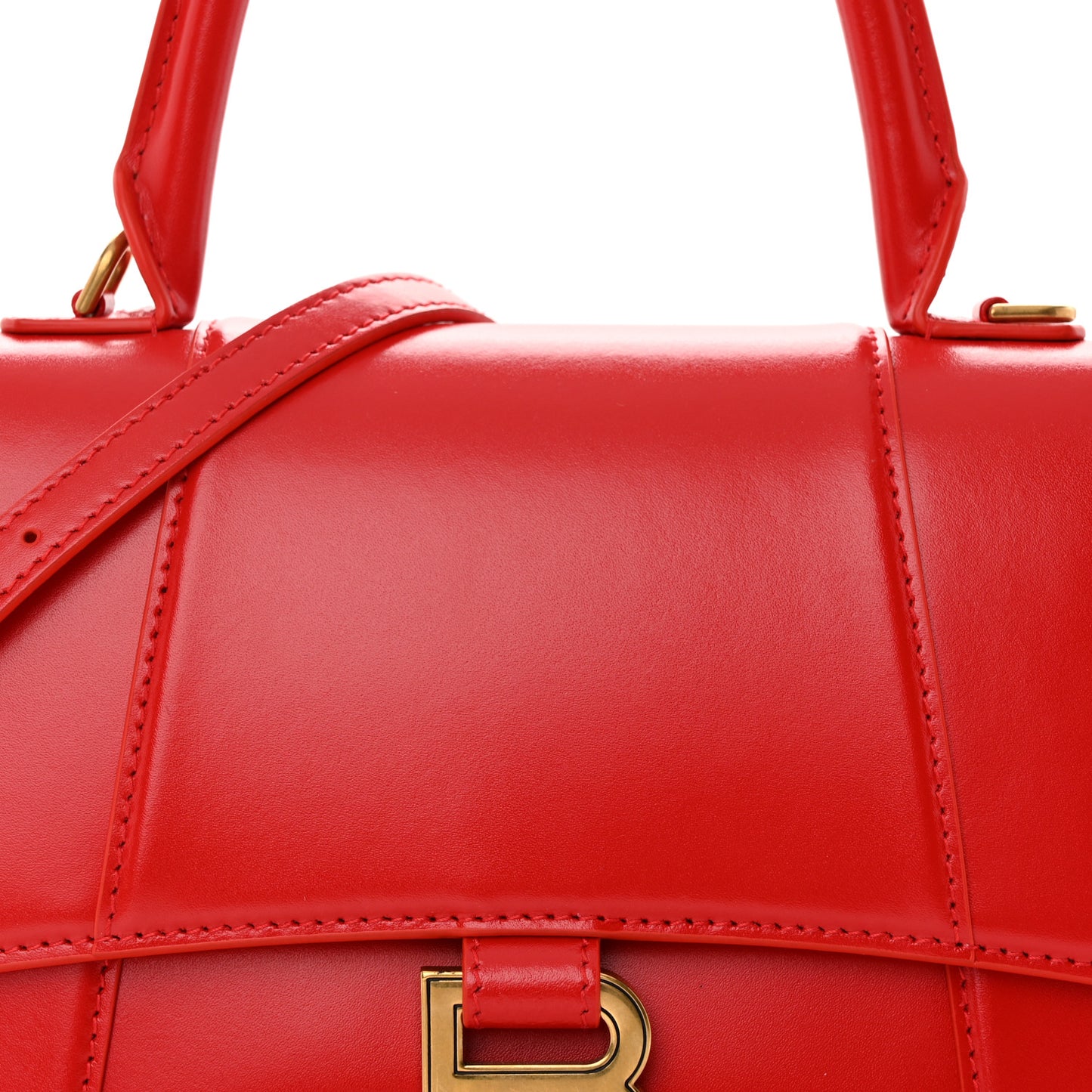 Shiny Box Calfskin Small Hourglass Top Handle Bag Bright Red