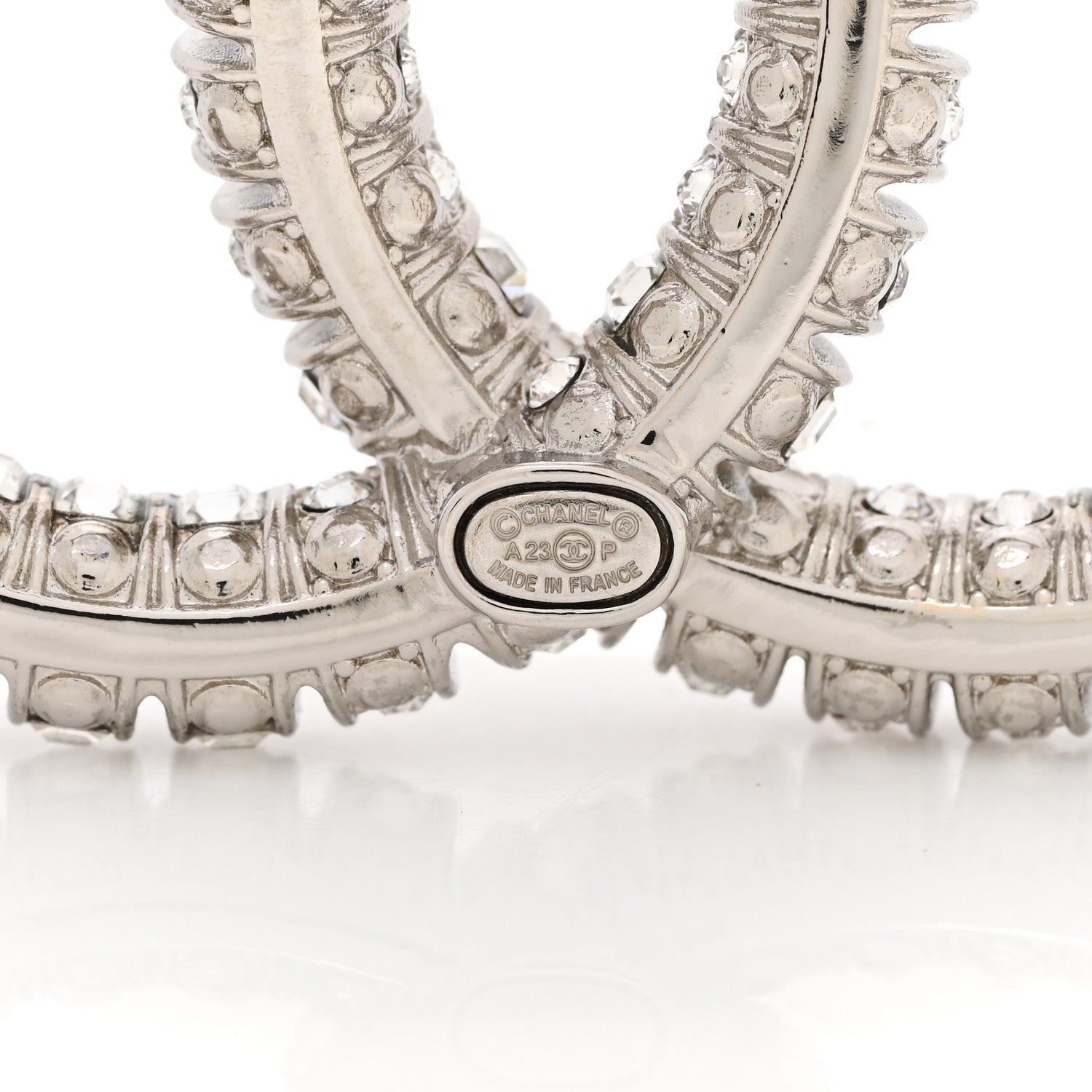 Chanel Crystal CC Brooch Silver 4 of 5