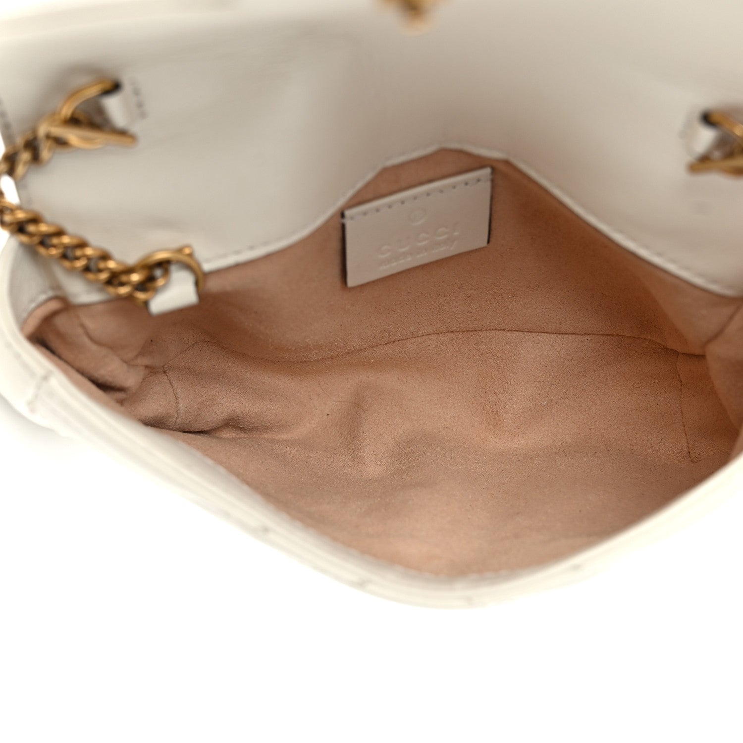 Gucci Calfskin Matelasse Super Mini GG Marmont Shoulder Bag White 4 of 11
