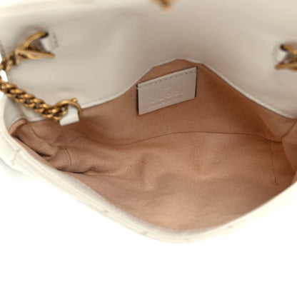 Gucci Calfskin Matelasse Super Mini GG Marmont Shoulder Bag White 4 of 11