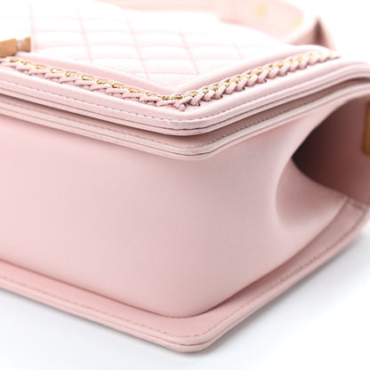 Chanel Lambskin Quilted Medium Chain Detail Boy Flap Light Pink 13 of 17