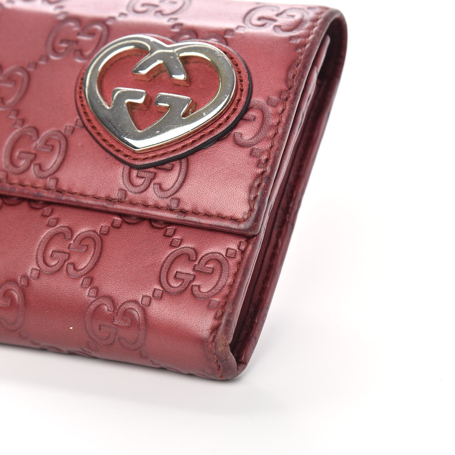 Gucci Guccissima Lovely Heart Continental Wallet Red 9 of 10