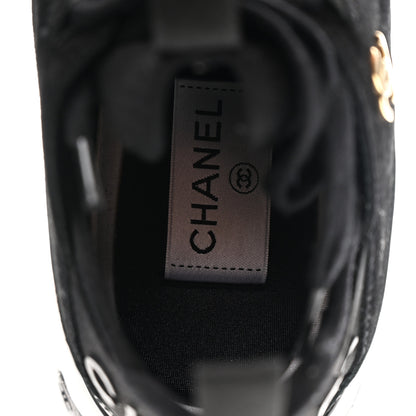 Chanel Fabric Calfskin Suede CC Sneakers 37.5 Black 8 of 9