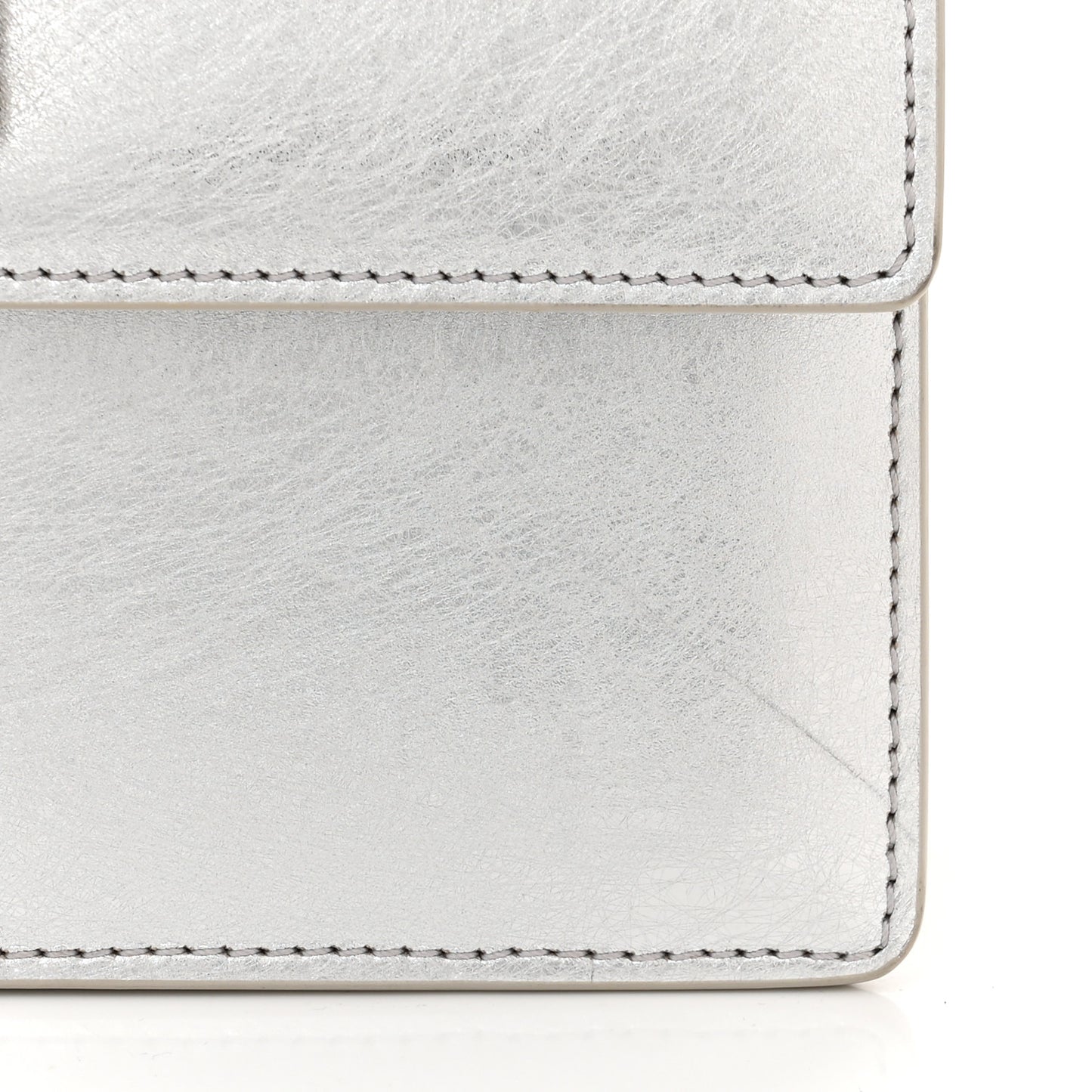 Metallic Calfskin Jitney 1.4 Shoulder Bag Silver