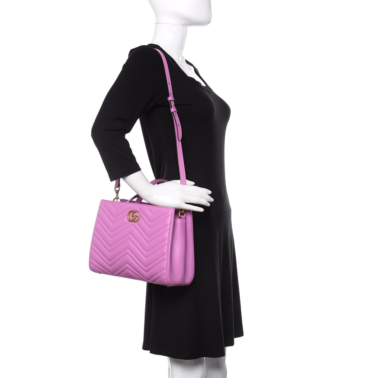 Gucci Calfskin Matelasse Small GG Marmont Tote Candy Mousse 2 of 10