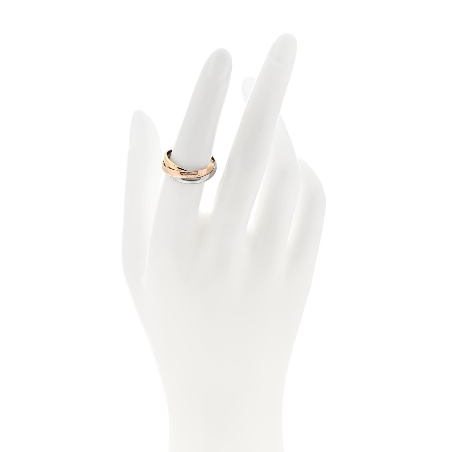 Cartier 18K Pink Yellow White Gold Small Trinity Ring 53 6.25 2 of 5