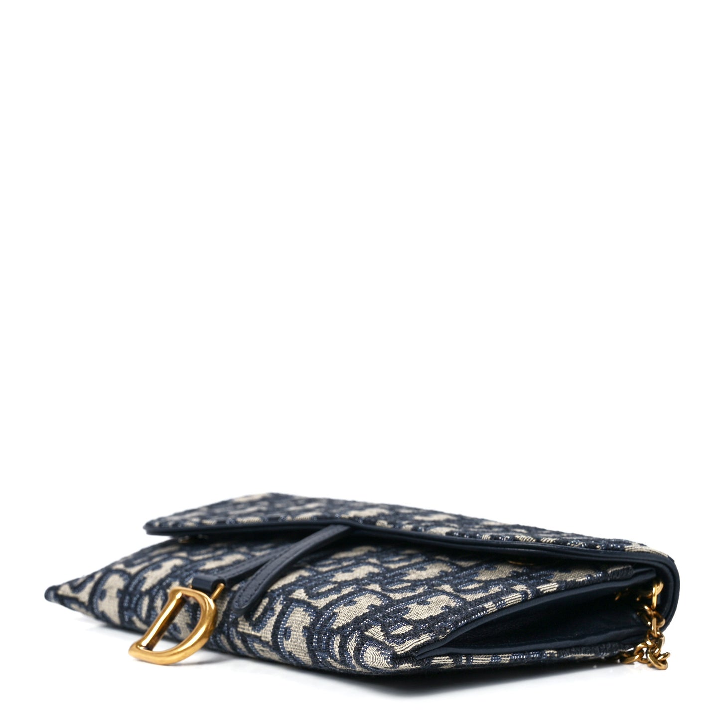 Oblique Saddle Chain Long Wallet Blue