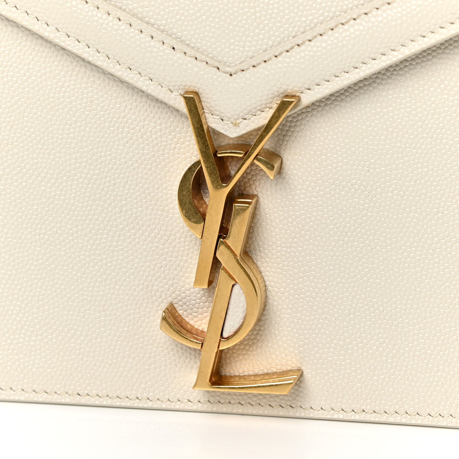 Saint Laurent Grain De Poudre Monogram Cassandra Clasp Bag Vintage White 13 of 18