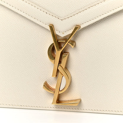 Saint Laurent Grain De Poudre Monogram Cassandra Clasp Bag Vintage White 13 of 18