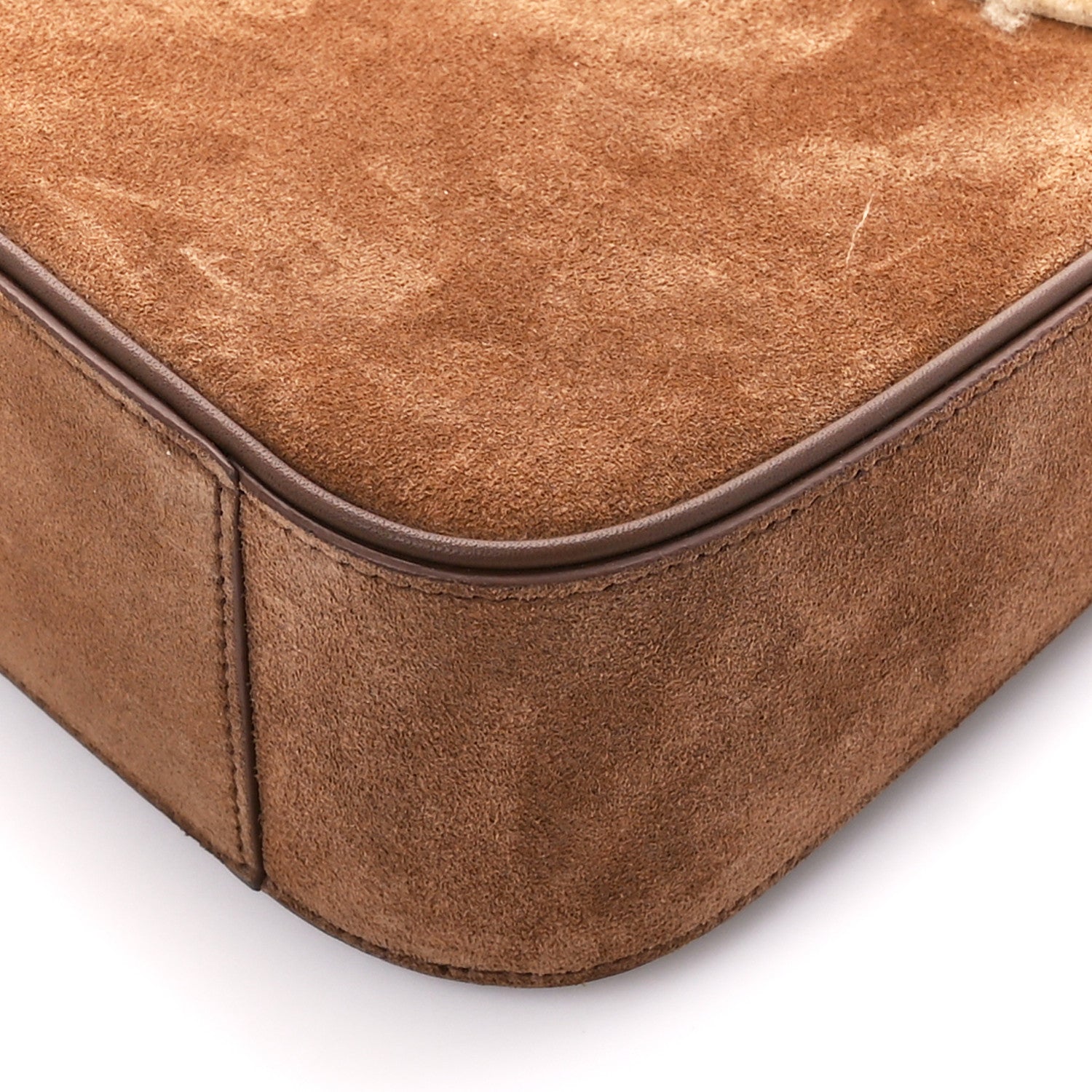 Saint Laurent Suede Calfskin Shearling Le 5 A 7 Hobo Dark Cigar Natural Beige 10 of 11