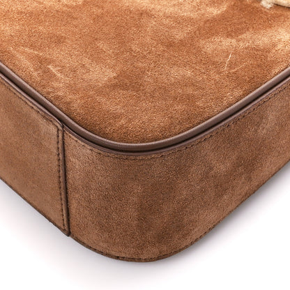 Saint Laurent Suede Calfskin Shearling Le 5 A 7 Hobo Dark Cigar Natural Beige 10 of 11