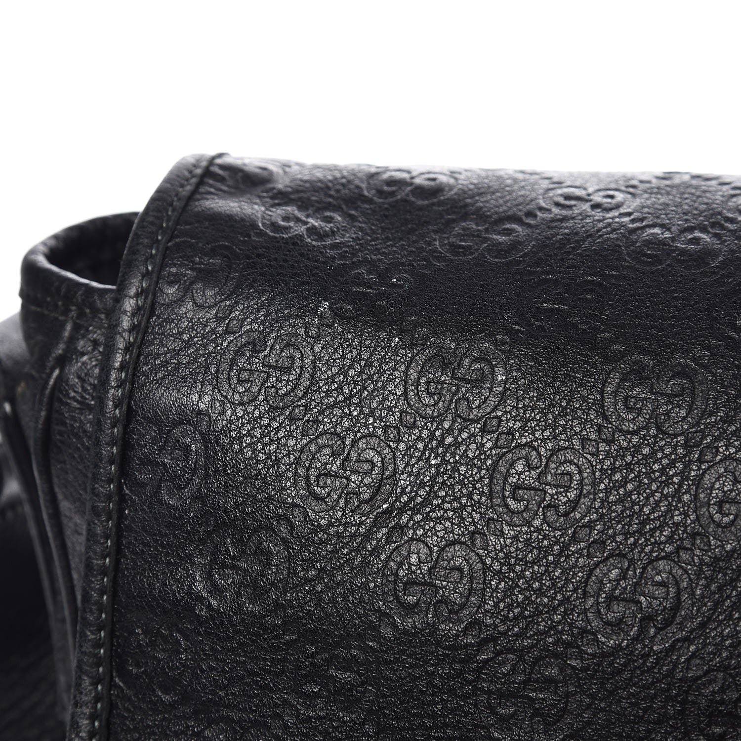 Gucci Guccissima Medium Flap Messenger Bag Black 8 of 15