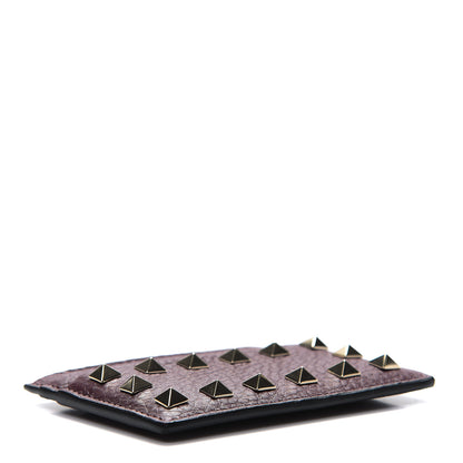 Valentino Garavani Pebbled Calfskin Rockstud Card Holder Cerise 4 of 7