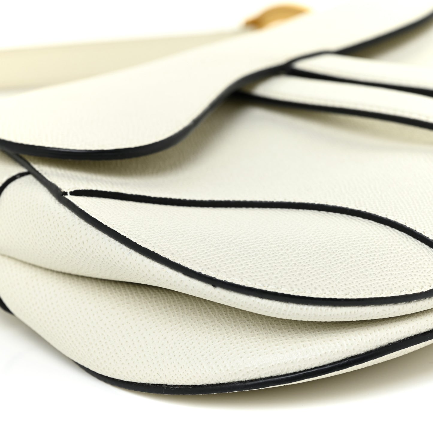 Grained Calfskin Saddle Bag White