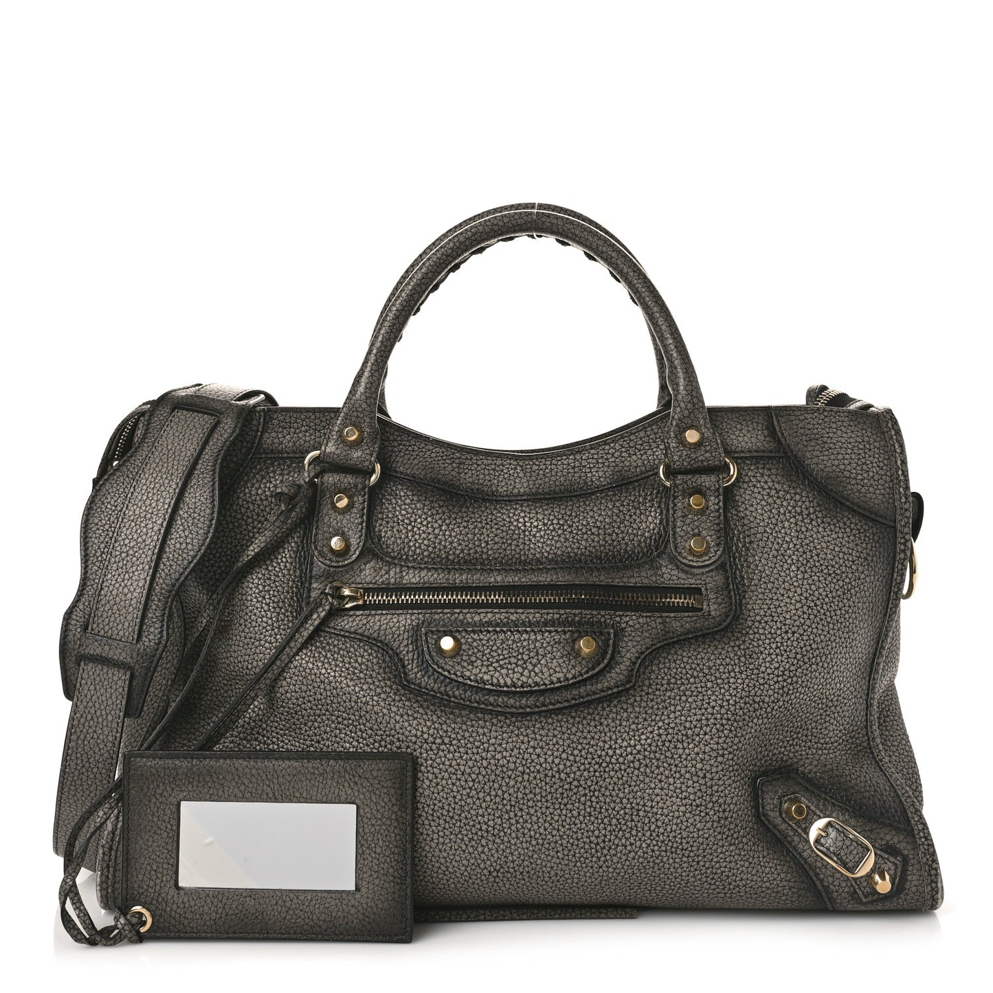Grained Calfskin Classic Gold Hardware City Ombre Grey Gradient