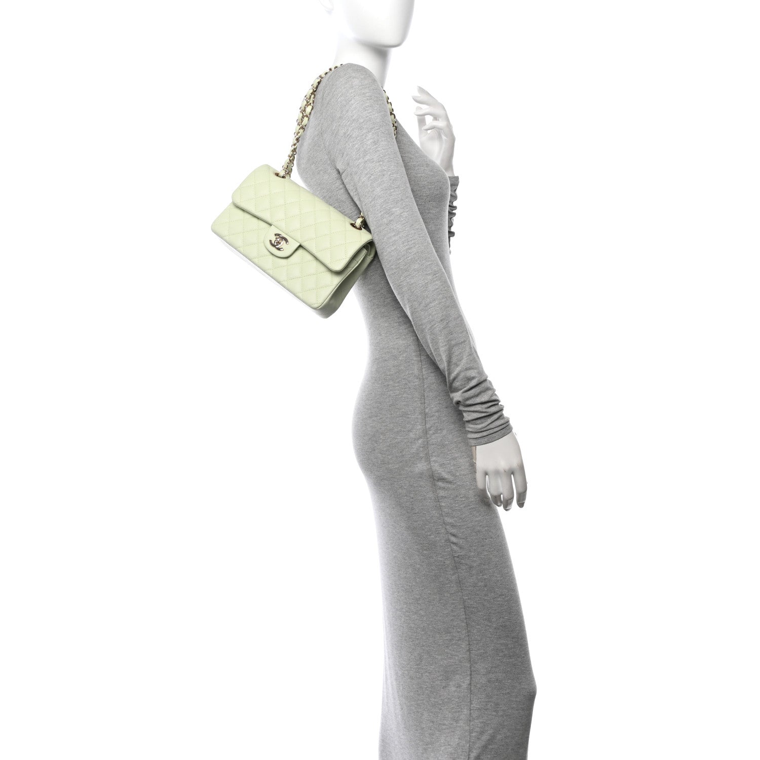 Chanel Caviar Quilted Small Double Flap Light Green 2 of 11