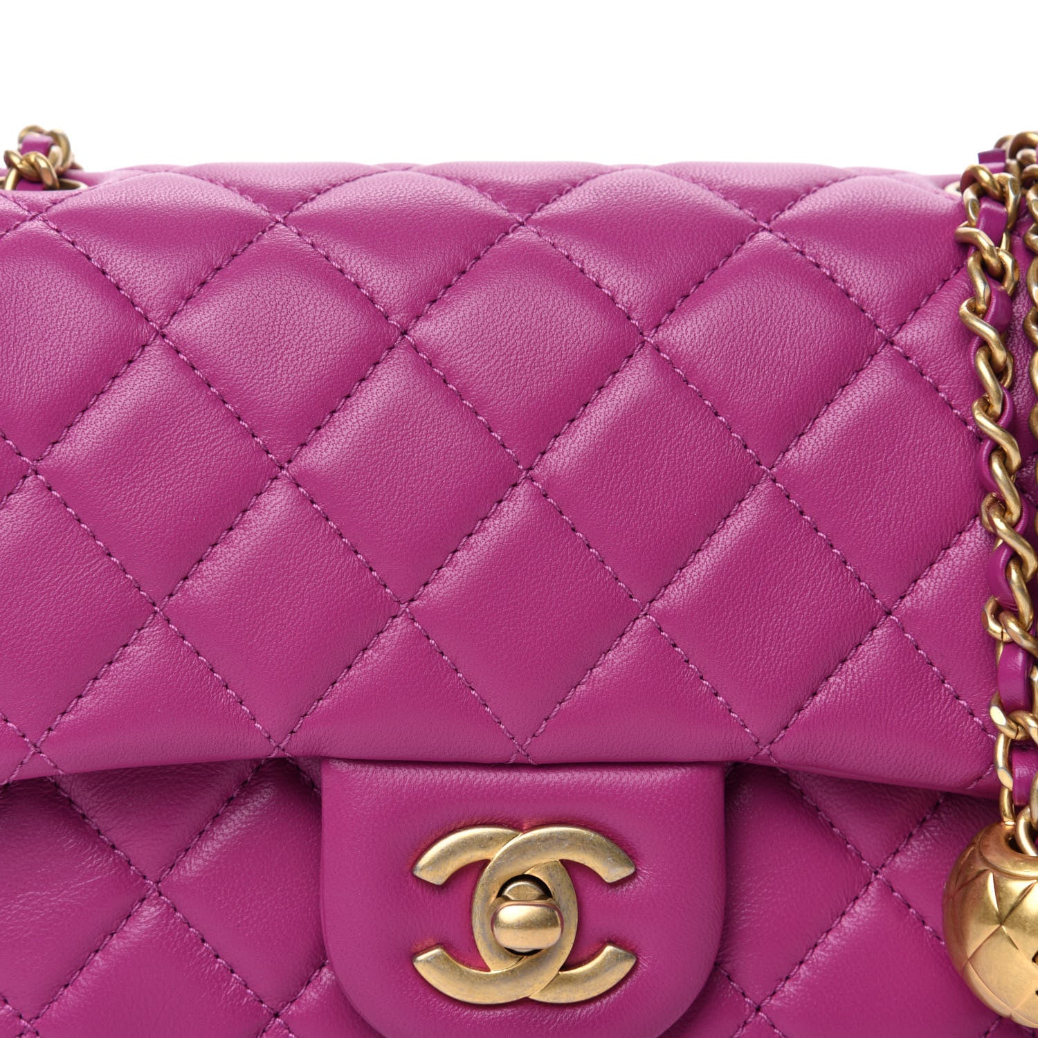 Chanel Lambskin Quilted Mini Pearl Crush Flap Purple 10 of 10