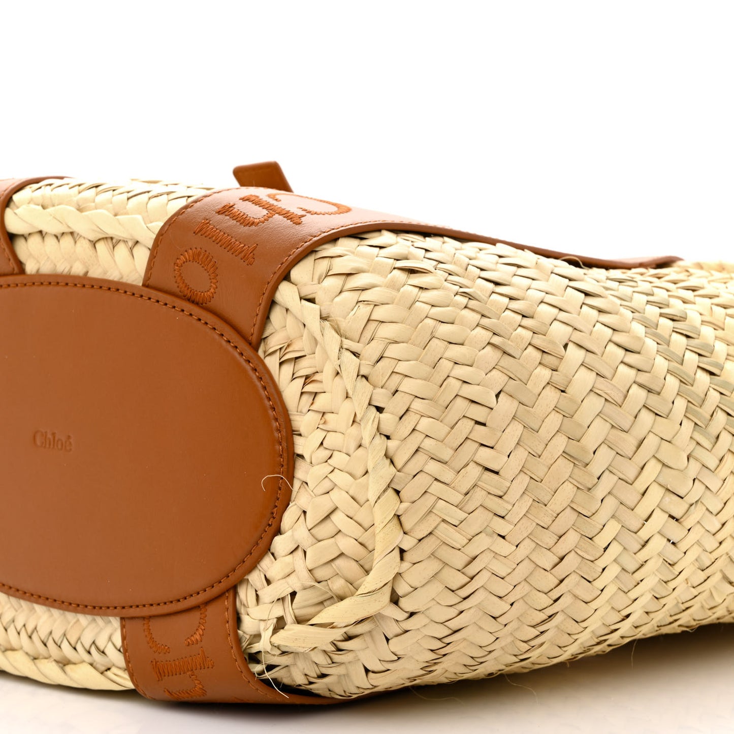 Raffia Smooth Calfskin Medium Sense Basket Caramel