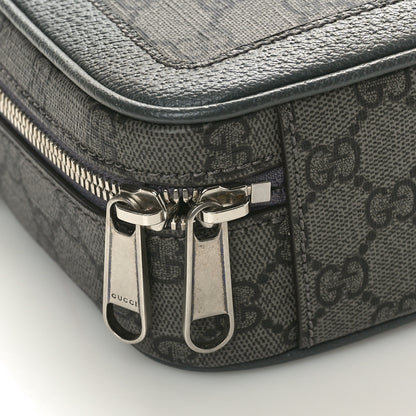 Gucci GG Supreme Monogram Textured Dollar Calfskin Small Ophidia Top Handle Shoulder Grey Black Graphite Grey 9 of 10