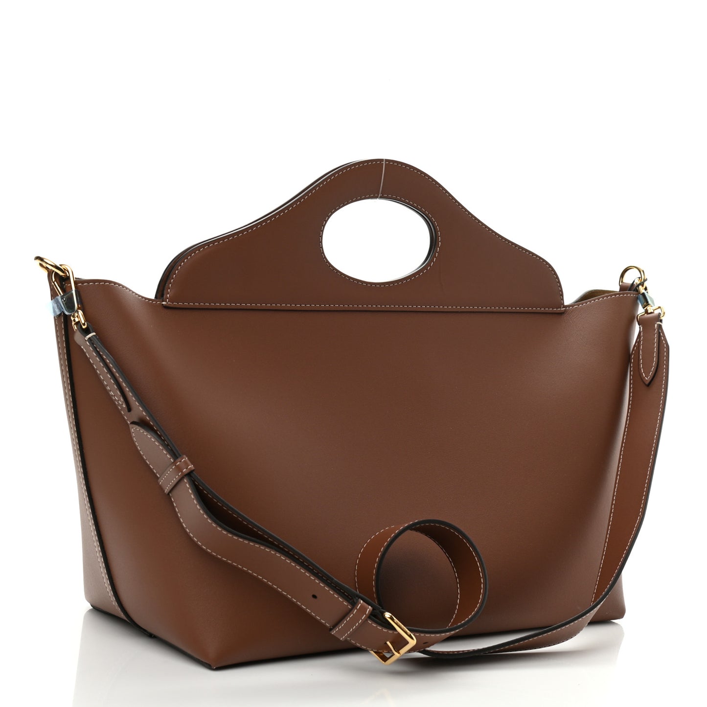 Soft Calfskin Small Pocket Tote Bag Tan