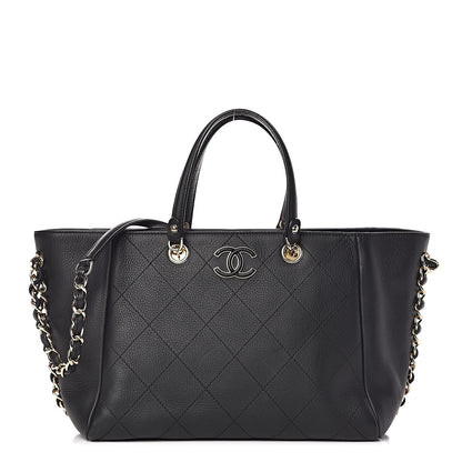 Chanel Bullskin Stitched Small Shopping Tote Black 1 of 11