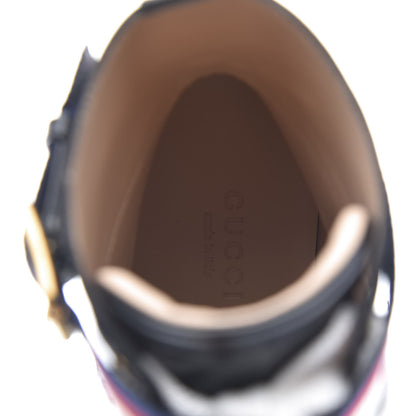 Gucci Calfskin Sylvie Web Lace Up Combat Boots 37 Black 6 of 9