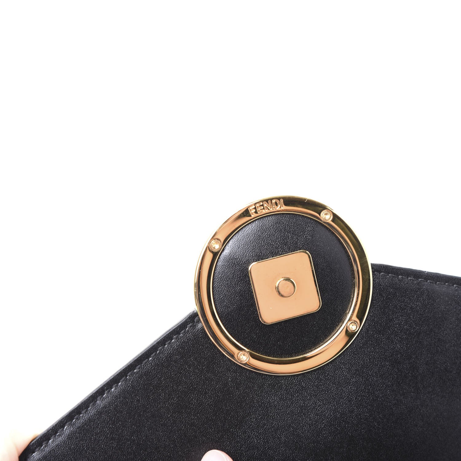 Fendi Vitello Liberty F is Fendi Bi-Color FF 1974 Embossed Medium Envelope Wallet On Chain Black Maya 7 of 9