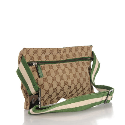 Gucci GG Monogram Web Double Pocket Belt Bag Green 3 of 9
