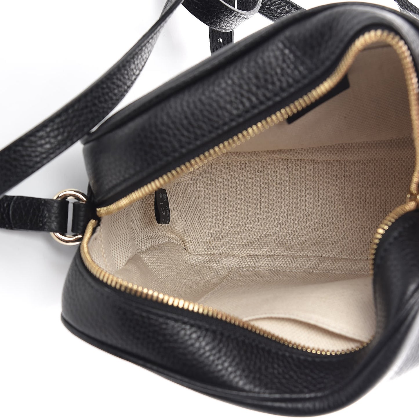 Pebbled Calfskin Small Soho Disco Bag Black