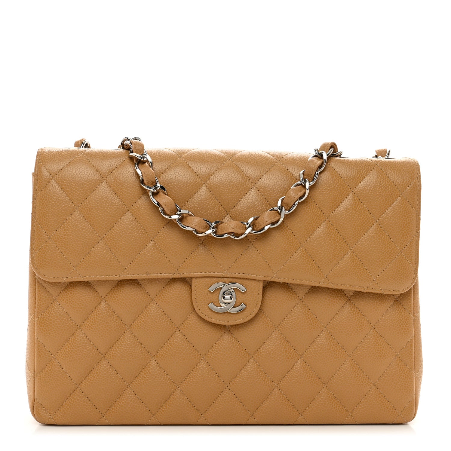 Chanel Caviar Quilted XL Jumbo Single Flap Beige 1 of 10