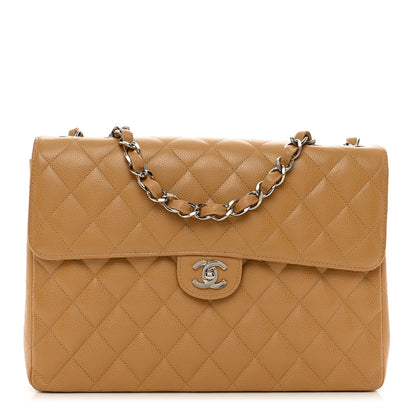 Chanel Caviar Quilted XL Jumbo Single Flap Beige 1 of 10