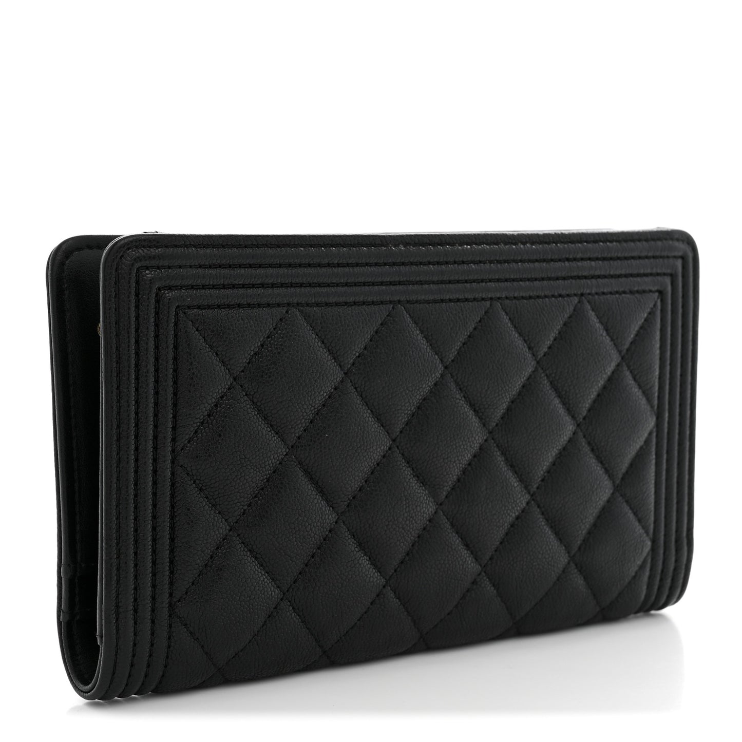 Lambskin Quilted Boy Yen Wallet Black